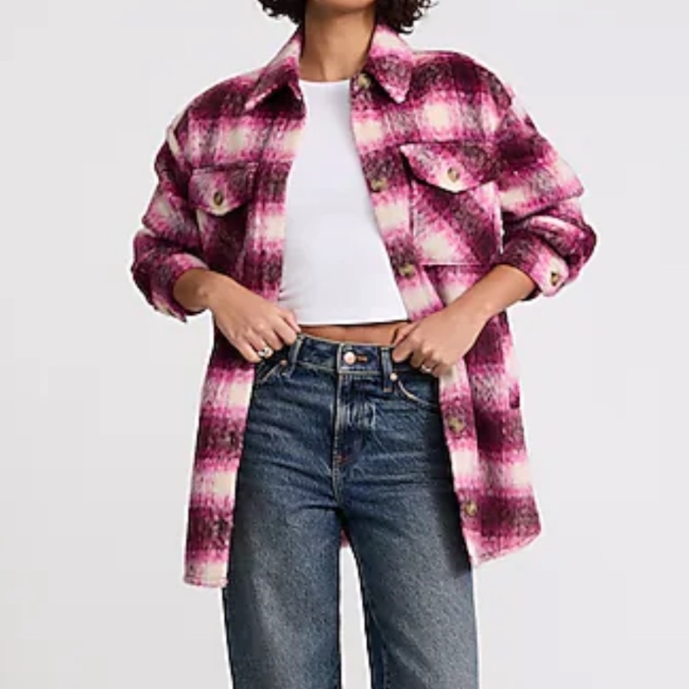 Plaid Oversized Double Pocket Shacket